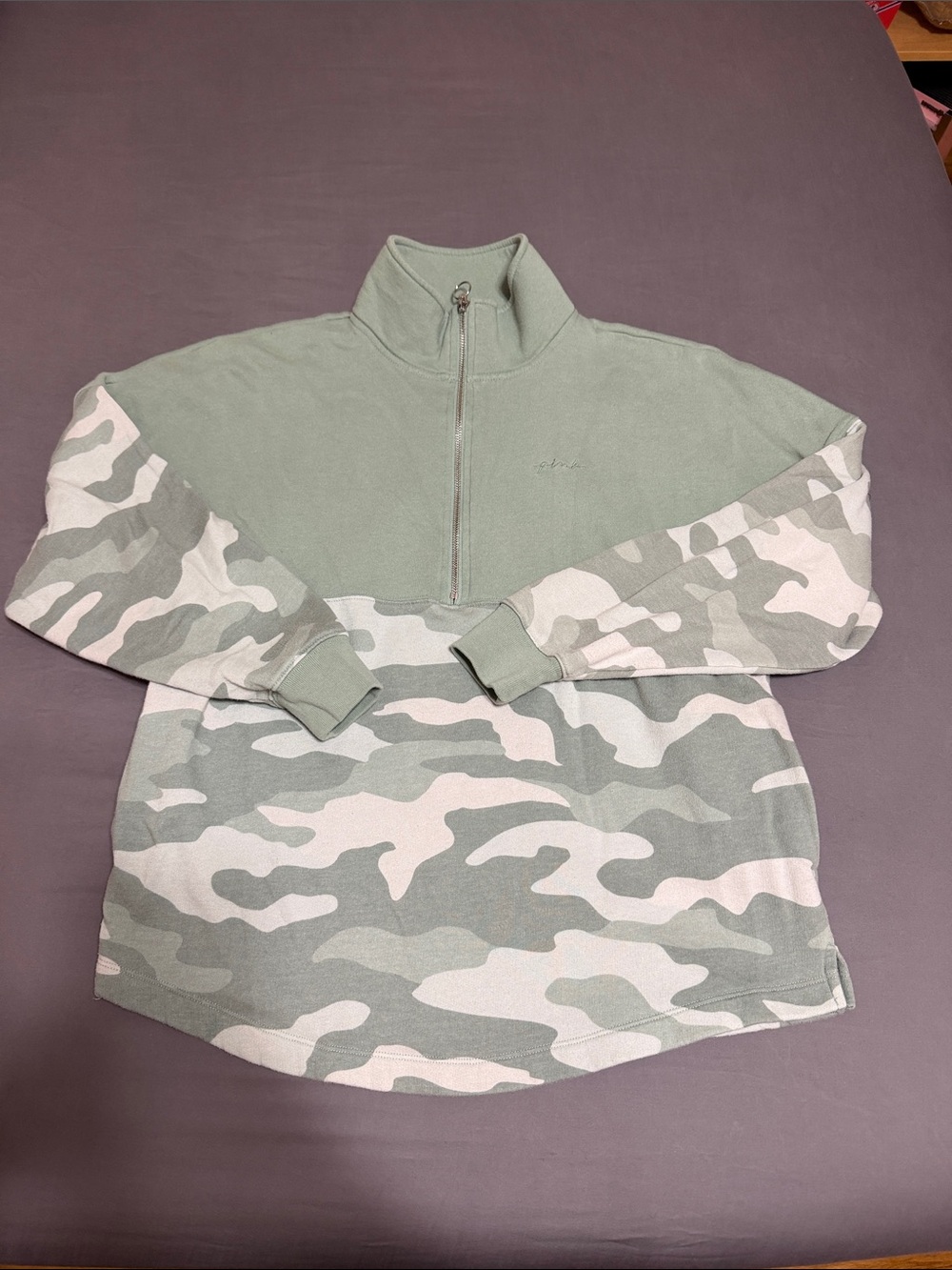 PINK Half-Zip Camo Pullover